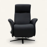 The Astral Essential - 360 Swivel Dual Motor Riser Recliner - Black Top-Grain Leather