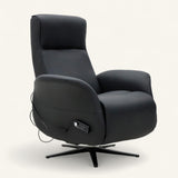 The Astral Essential - 360 Swivel Dual Motor Riser Recliner - Black Top-Grain Leather