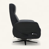 The Astral Essential - 360 Swivel Dual Motor Riser Recliner - Black Top-Grain Leather