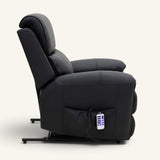 The Cloud Lux - 3 Motor Leather Rise & Recline Chair with Heat and Massage (Black)