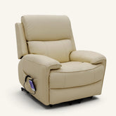 The Cloud Lux - 3 Motor Leather Rise & Recline Chair with Heat and Massage (Cream)