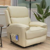 The Cloud Lux - 3 Motor Leather Rise & Recline Chair with Heat and Massage (Cream)
