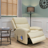 The Cloud Lux - 3 Motor Leather Rise & Recline Chair with Heat and Massage (Cream)
