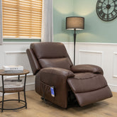 The Cloud Lux - 3 Motor Leather Rise & Recline Chair with Heat and Massage (Burgundy)
