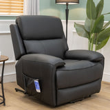 The Cloud Lux - 3 Motor Leather Rise & Recline Chair with Heat and Massage (Black)