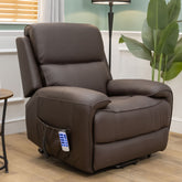 The Cloud Lux - 3 Motor Leather Rise & Recline Chair with Heat and Massage (Brown)