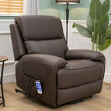 The Cloud Lux - 3 Motor Leather Rise & Recline Chair with Heat and Massage (Brown)