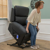 The Cloud Lux - 3 Motor Leather Rise & Recline Chair with Heat and Massage (Black)