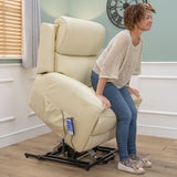 The Cloud Lux - 3 Motor Leather Rise & Recline Chair with Heat and Massage (Cream)