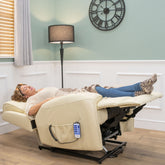 The Cloud Lux - 3 Motor Leather Rise & Recline Chair with Heat and Massage (Cream)