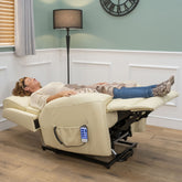 The Cloud Lux - 3 Motor Leather Rise & Recline Chair with Heat and Massage (Cream)