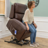 The Cloud Lux - 3 Motor Leather Rise & Recline Chair with Heat and Massage (Burgundy)