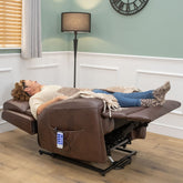 The Cloud Lux - 3 Motor Leather Rise & Recline Chair with Heat and Massage (Burgundy)