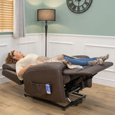 The Cloud Lux - 3 Motor Leather Rise & Recline Chair with Heat and Massage (Brown)