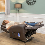 The Cloud Lux - 3 Motor Leather Rise & Recline Chair with Heat and Massage (Brown)