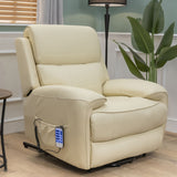 The Cloud Lux - 3 Motor Leather Rise & Recline Chair with Heat and Massage (Cream)