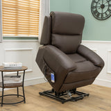 The Cloud Lux - 3 Motor Leather Rise & Recline Chair with Heat and Massage (Brown)