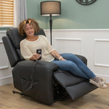 The Cloud Lux - 3 Motor Leather Rise & Recline Chair with Heat and Massage (Black)