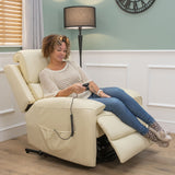The Cloud Lux - 3 Motor Leather Rise & Recline Chair with Heat and Massage (Cream)