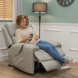 The Cloud Lux - 3 Motor Leather Rise & Recline Chair with Heat and Massage (Grey)