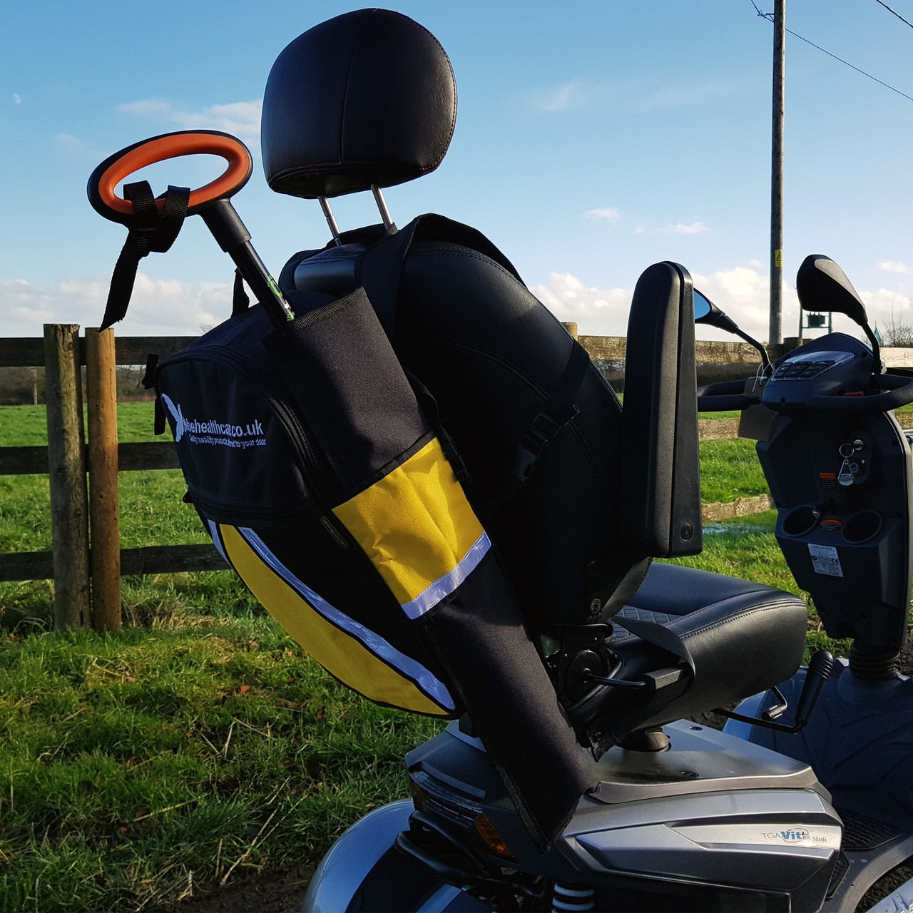 Glebe Large High Vis Scooter Bag With Cane Holder – Glebe Mobility